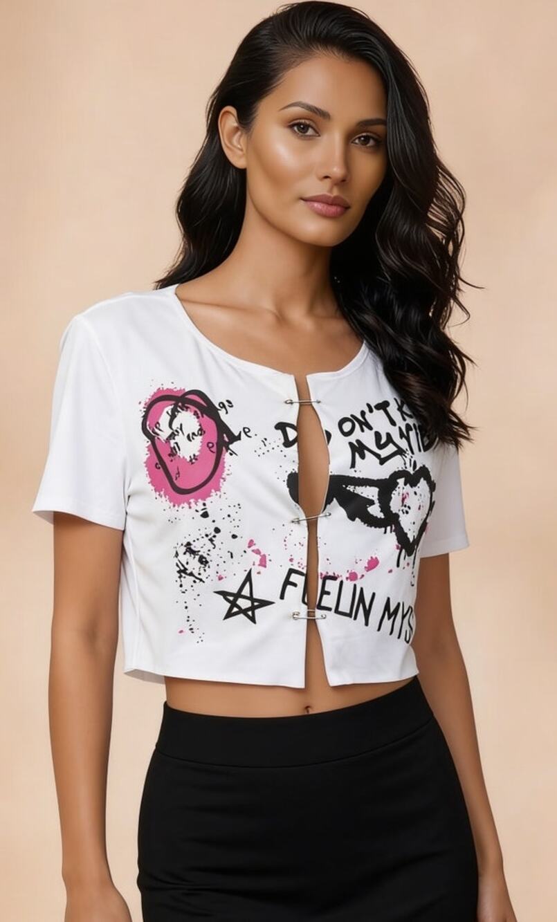 Jasmine Graffiti Graphic Print Shirt Streetwear Top